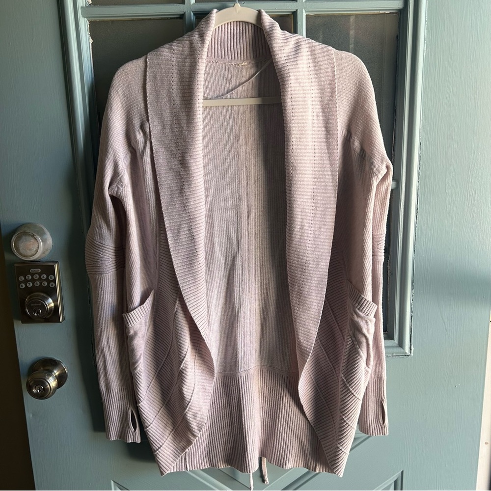 Lululemon Cardigan Sweater Transformation Wrap Thumb Hole Heathered Dune Beige 4 - Picture 3 of 14